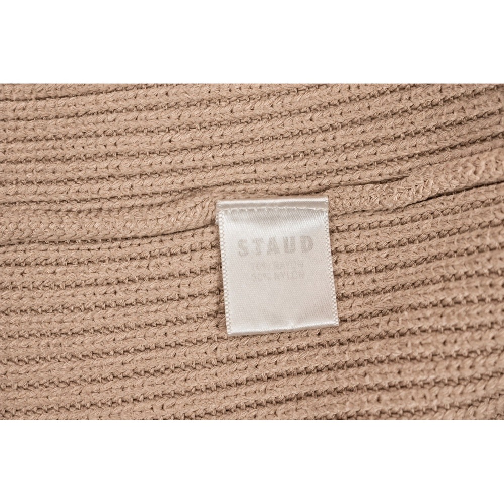 Staud Camden Ribbed Knit Sweater Maxi Dress Bustier Tan Beige L Sweetheart - Picture 5 of 7